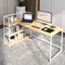 Costway Reversible L Shaped Computer Desk Corner Workstation with 3-Tier Open Shelf